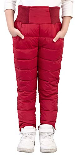 UGREVZ Girls Boys Snow Pants 2-9 years old Thick Winter Warm Pants Red-3