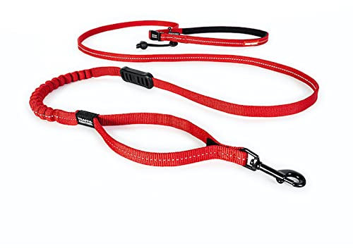 EzyDog Jogging Hundeleine für Kleine und Mittelgroße Hunde - Joggingleine Road Runner LITE 210cm - Leine zum Joggen mit Hund, Reflektierende, Elastische mit Bungee Ruckdämpfer (12mm, Rot)