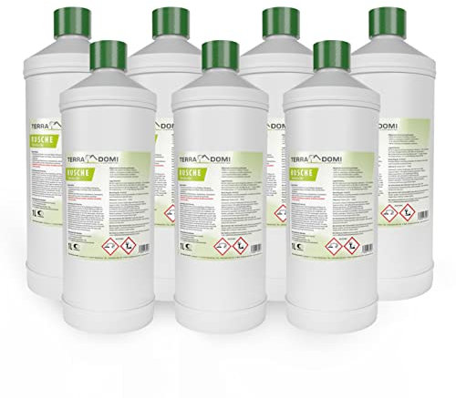 TerraDomi Rusche Steindusche, 7 x 1Liter, Steinreiniger für bis zu 2800 m², Reinigungsmittel für saubere Wege & Plätze, Wegerein, biologisch abbaubar
