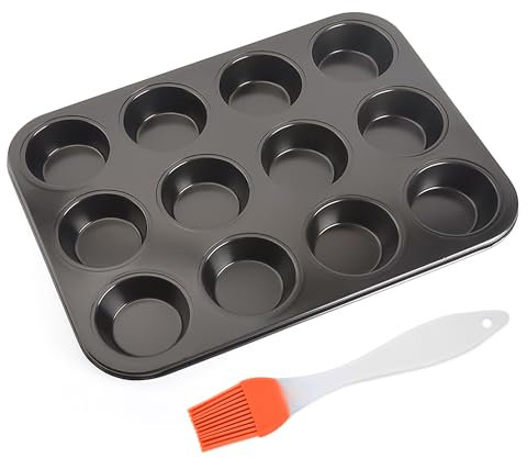 1 Moule à Gâteau Avec 1 Pinceau En Silicone, Un Moule à Pâtisserie, Un Plateau à Muffins De 12 Tasses, Un Plateau à Cupcakes, Un Plateau à Pudding Yorkshire, Un Moule à Pâtisserie En Acier Au Carbone.