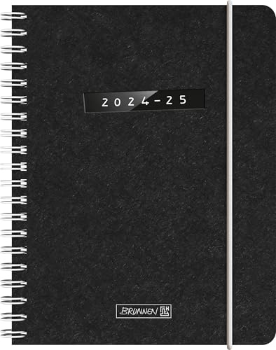 BRUNNEN Skolkalender (2024/2025) Monochrome, 2 sidor = 1 vecka, A6, 208 sidor, svart