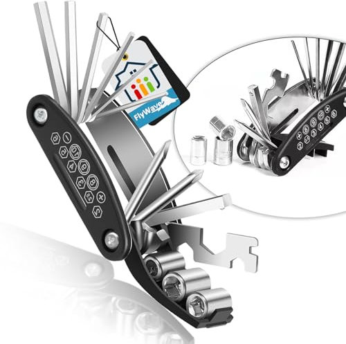 FlyWave Multitool Fahrrad 16 in 1, Faltbare Fahrrad Tool, Mini Tool Fahrrad, Einschließlich Schraubendreher, SechskantschlÜSsel Bike Multitool, Geeignet für Mountainbikes, Rennräder und E-Bikes