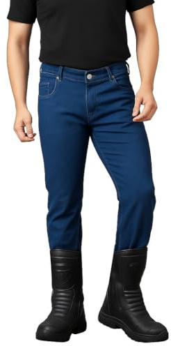 BGA Jeans de moto pour homme – Bikers Gear Australia Jeans de moto de protection pour homme coupe classique doublé pantalon de moto Kevlar, bleu, 58