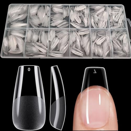 XIAOHEBAN 600 pcs Capsule Americaine Ongle Ballerine Moyen-10 Tailles, Capsules Ongles Gel Transparentes, Ongles Pose Americaine Couverture ComplèTe Pour DéButant De Manucure Et Diy Nail Art At Home