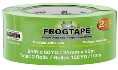Frog Tape Multi-Surface Masking Tape for Painting 24mm x 55m, Decorators Tape, Painters Masking Tape for Indoor Painting & Decorating - Pack of 2