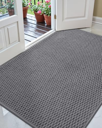 Color&Geometry Felpudo Superabsorbente para Interiores 80 x 120 cm, Alfombra Antideslizante para La Puerta Principal Que atrapa la Suciedad, Felpudo Suave y Discreto para Entradas Interiores, Gris
