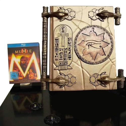 Lunaobrik Die Mumie Prop Repliken Buch Der Toten – Die Schriftrollen Des Buches Der Toten, Das Ägyptische Buch Der Unterwelt | Das Buch Der Schatten Mit Handgefertigtem Kunstharz-Ornament, Zauberbuch