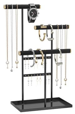Adugay Jewelry Organizer Holder,Small Necklace and Bracelet Storage Stand,Jewelry Earring and Ring Hanging Display Rack for Women,Necklace Hanger Tree for Vendors (Black)