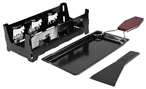 Mtlavishness Juego de Parrilla de Raclette con Bandeja para Hornear Antiadherente Mango de Madera Fundidor de Queso portátil para Fiestas en Interiores y Exteriores Camping