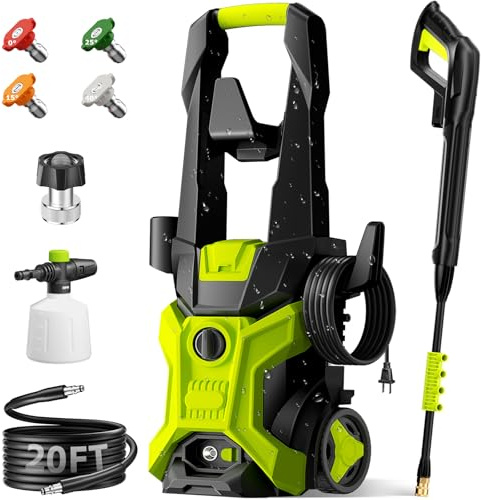 Pressure Washer, Portable Power Washer, 2026 Upgraded 4 Quick Connect Nozzles – High Pressure Cleaning Machine for Car, Driveway, Patio, Fence & Home Cleaning and More