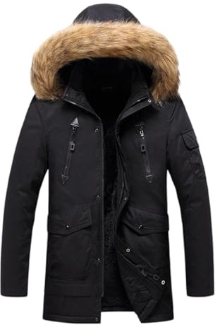 Parka d'hiver pour homme - Veste longue et chaude avec capuche - Imperméable - En duvet - Pour l'extérieur - Manteaux d'hiver - Vestes d'hiver - Veste matelassée - Veste en duvet - Veste d'hiver pour