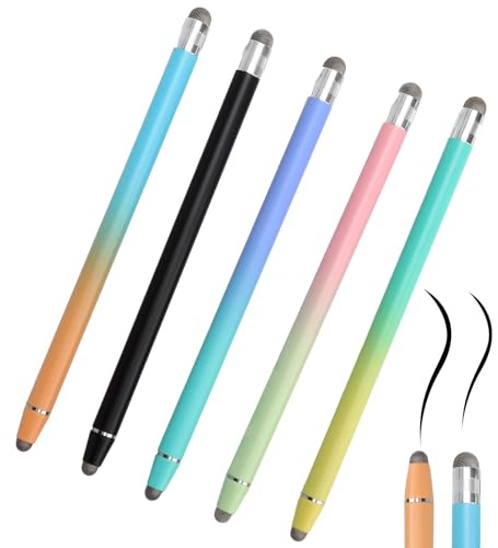 5 lápices para Tablet, lápiz táctil de Doble Cabeza, Lapiz para Tablet, Las tabletas con Puntas de Fibra de 6,4 mm/4,5 mm, lápiz táctil Adecuado para teléfonos móviles, tabletas y Ordenadores