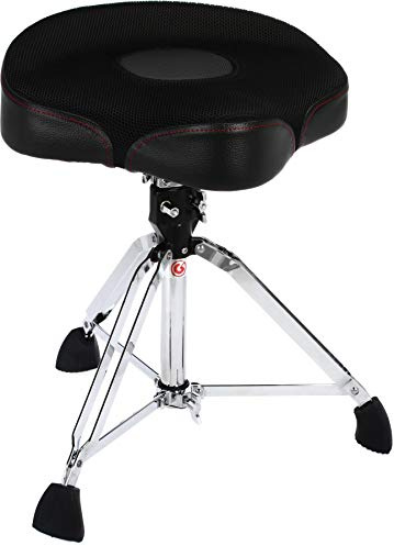 Gibraltar Schlagzeughocker, Drumhocker 9000 Series Air Tech Motorcycle Pro Series Saddle 2-Tone, 9608MW2T (Durchmesser: 43cm, mit atmungsaktiven Nylongewebe, Super Lock, 'Super Foot' Gummifüße)