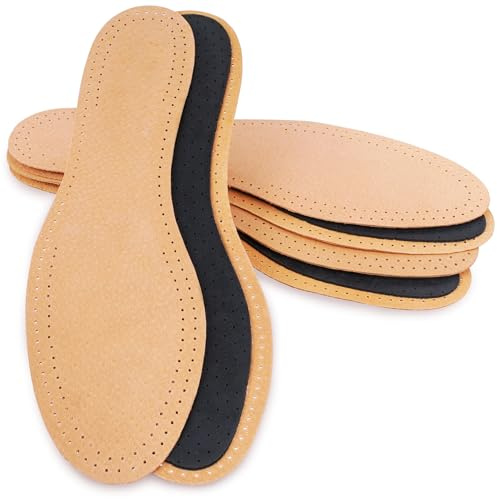 Marol Sulpo 3 pares de plantillas de cuero genuino perforado de carbón activado contra pies sudorosos tamaño 36-47 (44)