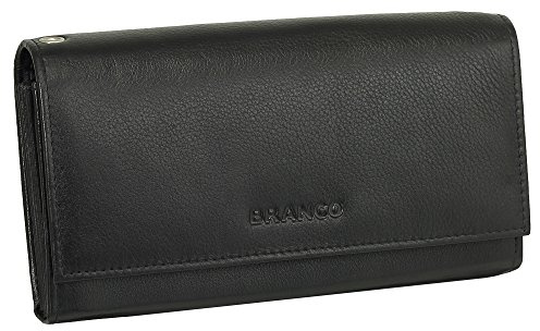 Portefeuille de serveur professionnel avec double fermeture à bouton-pression et plus de 7 compartiments à billets en cuir de vachette souple de qualité supérieure noir, Noir , Moderne