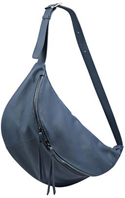 SH Leder Daniela G768 - Borsa da donna unisex in vera pelle, 49 x 28 cm, blu jeans, Grande, Crossbody