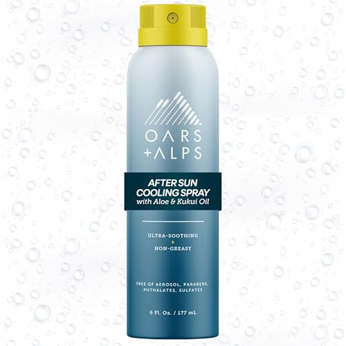 Oars + Alps After Sun Spray, After Sun Care Spray with Aloe Vera, Kukui Oil & Niacinamide & Green Tea Scent to Naturally Cool Skin, Hydrating, Soothing, Non Greasy, 6oz
