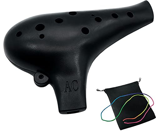 Aestivate Plastic Alto C Ocarina - 12-Hole Easy Instrument (Black)