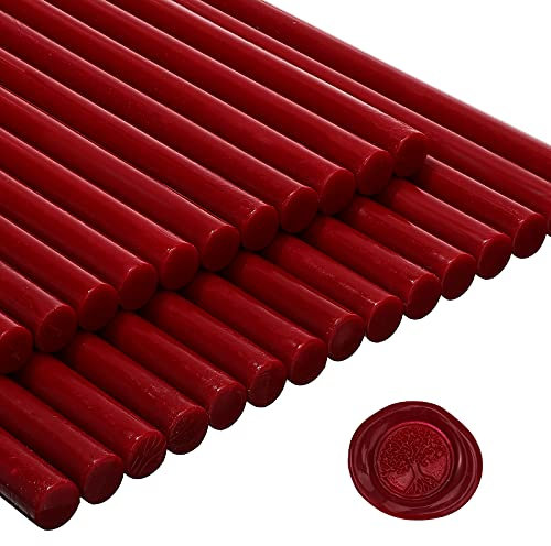 26 Stück Klebepistole Siegelwachs Sticks für Wachssiegel Mini Umschlag Klebepistolen Siegelpistole Siegelwachs für Hochzeit Einladung Karte Wein verpackung(Weinrot)