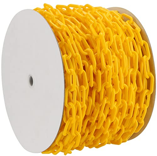 MANCHAP 164 Ft Yellow Plastic Chain Links, Plastic Crowd Control Chain, Plastic Barrier Chain Safety Chain for Caution, DIY, Public Security