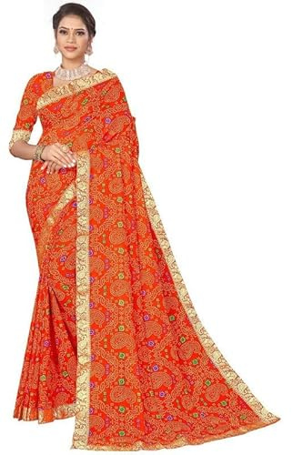 Indian Hawker Sari da donna in chiffon con stampa floreale alla moda sari con camicetta non cucita