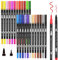 Brush Pen 24 Colori, Pennarelli Doppia Punta Fine Pen 0,4 mm e 1-2mm Punta Brush, per Bambini e Adulti Calligrafia, Pittura, Colorazione, Disegnare a Scuola