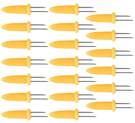 ZCSXK 5 Titolari di Mais Pannocchia di Mais, Porta pannocchie di Mais in Acciaio Inossidabile 20 Pezzi, Spiedini di Mais per Supporti per Mais Dolce a Doppia Punta per Barbecue
