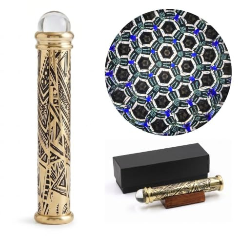 Brass Handmade Teleidoscope, Vintage Look Kaleidoscope with Wooden Display Stand, Nautical Décor for Gifting, Antique Finish Gift for Husband, Graduation Day, Retirement, Christmas
