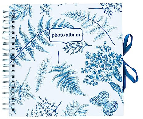 Grupo Erik Scrapbook Album Blue Nature Fotoalbum zum Einkleben 26 x 26 cm 40 Seiten Fotoalbum zum Selbstgestalten Weiße Seiten Photo Album