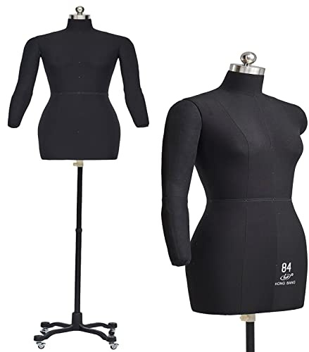 Pinnable Dress Form Plus Size per Cucire Abiti, Torso Manichino Femminile con Braccia Morbide, Manichino Sarto Sarto su Ruote, Taglia Intera per Adulti (Color : Black, Size : XXL) Interesting