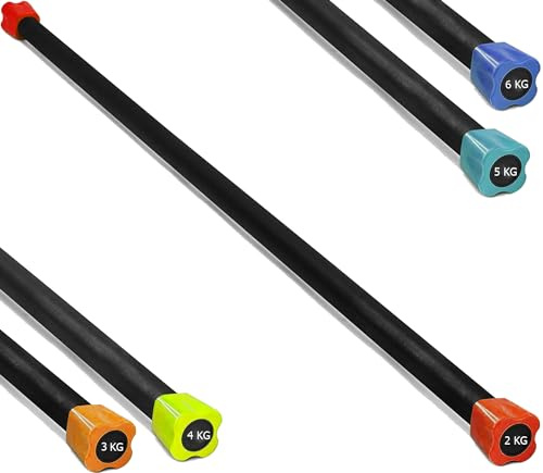G5 HT SPORT Body Bar Professionale Barra Con Peso da 2 a 6 Kg Bilanciere Per Allenamento Aerobico, Yoga, Pilates | Home Gym e Palestra (2 KG (rosso))
