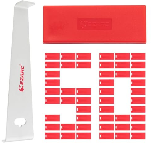 EZARC 52 Pcs Laminate Wood Flooring Installation Kit with Heavy Duty Pull Bar, Upgraded Tapping Block and 50 Spacers Included