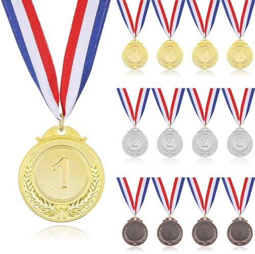 Xapypy Metall-Medaillen, 12 Stück Gold Silber Bronze Award Medaillen, Winner Medaillen für Wettbewerbe, Olympic Style, Wettbewerbe, Party Favors, 2 Zoll.