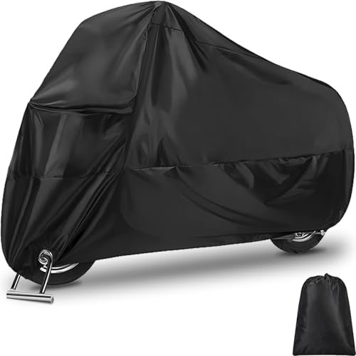 MAMIELIZ Housse Protection Imperméable pour Moto, Bache Exterieur Etanche avec Trous de Serrure, XXL 190T Oxford 245 x 105 x 125 cm, Noir