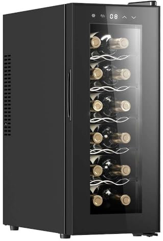 Cecotec Getränkekühlschrank Bolero GrandSommelier 1250 CoolCrystal. Weinlager 12 Flaschen, thermoelektrische Kühlung, leise 35 dB, temperaturregulierbar 8-18ºC, Touchpanel und Innenbeleuchtung LED