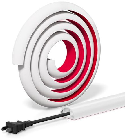 Canale Flessibile per Cavi, Canalina Passacavi Adesiva, Canalina Passacavi Muro Copricorda In Pc Morbido, Copricavo Flessibile, Canali a Cavo Semicircolare, Nastro Autoadesivo Canalina, 30mm×10mm –1M.