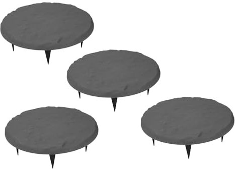 Cryfokt Piedras Redondas para Exteriores con Estacas para el Suelo, Juego de 4, Ideales para Decoración de Caminos de Jardín o Césped (GREY)