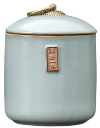 MERIGLARE Tea Storage Jar, Ceramic Storage Canister for Tea, Durable Kitchen Canister with Handle, Porcelain Ceramic Jars with Lid Desktop Tin Organizer Jar Container for Pantry & Counter, White