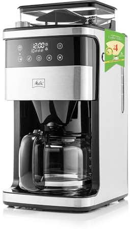Melitta® Aroma Fresh™ Plus 10-Cup Automatic Drip, Programmable Coffee Maker with built in Burr Coffee Grinder, 5-Pack Coffee Filters included