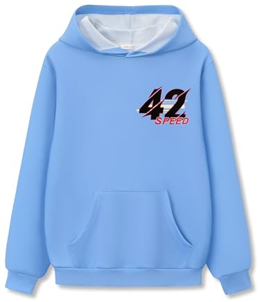 FOSTKU Boys Motorcycle Graphic Pullover Hoodie Light Blue Size 7/8