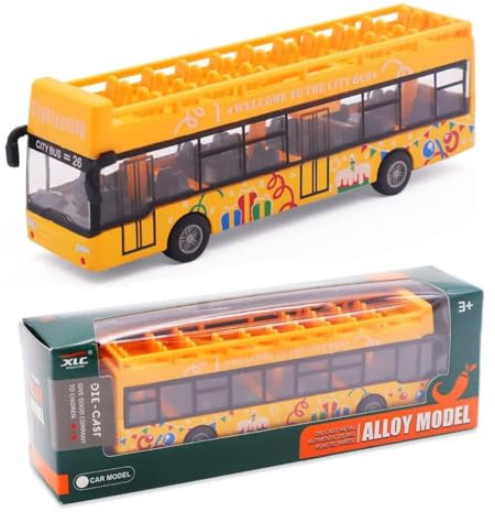 Bus Toy Car, Bus Model Car Pull Back City Cars Truck Toy Vehicles Busmodel Cars Play Vehicles Toys Citys Buses Vehicle Die-cast City Buses Toys Carmodel Pull Back Vehicletoy Gift for Birthday(Yellow)