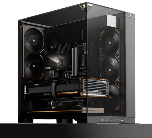 Thermalright A70ATX Gaming Case Three-Sided Pillar-Free Panoramic Glass Panel ，Type-C Port mid-Tower Computer case Tool-Free Quick-Release Vertical GPU Bracket Anti-Drop Design, Black