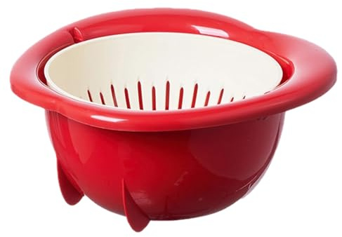 Cuenco Para Lavar Frutas: Cesta Coladora De Doble Capa Con Filtro, Recipiente Para Enjuague De Verduras | Rejilla De Drenaje Derecha Para Cocina, Picnic, Camping, Limpieza De Frutas Y Verduras