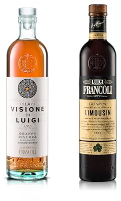 Luigi Francoli - Set Grappa Limousin 700ml + La Visione di Luigi Riserva 700ml - OFFERTA PROMO Grappe Piemontesi da Distillazione Ecosostenibile