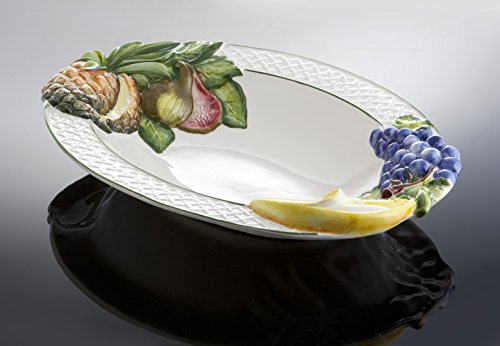 Bassano italienische Keramik große wuchtige ovale mediterrane Obstschale 48x36