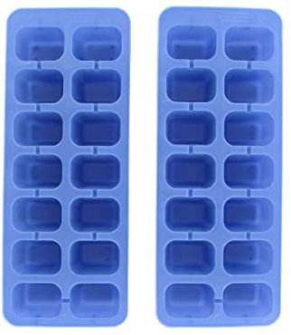 Fackelmann 04212 - Vaschetta per cubetti di ghiaccio blu, 23,6 x 9,2 cm, set di 2 vaschette per cubetti di ghiaccio blu, 14 cubetti di ghiaccio