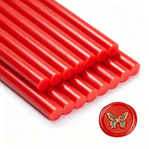Stick per sigillo di cera, Zifospy 15 pezzi Pistola a colla Bastoncini di sigillo di cera per ceralacca, Bastoncini di ceralacca per partecipazioni di nozze, biglietti, buste (Bright Red)