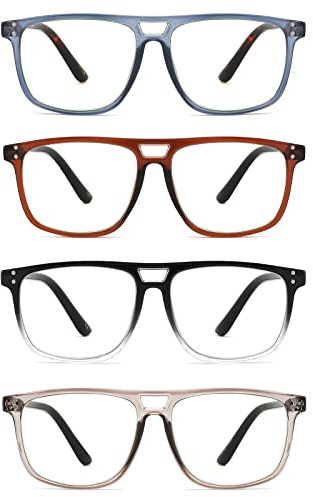 BOSAIL 4 Pack Reading Glasses for Women Men,Blue Light Blocking Readers,Vintage Frame Eyeglasses with Spring Hinges +2.5