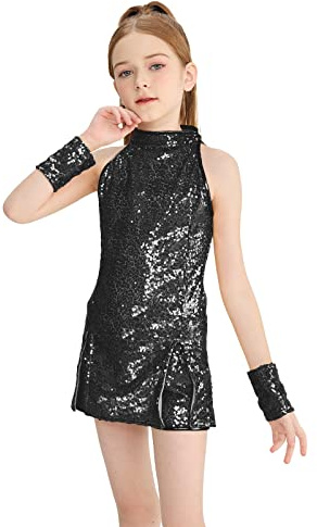 LOLANTA Costume de Danse de Paillettes de Filles Vêtements de Danse Hip hop Tenue de Danse Scintillante