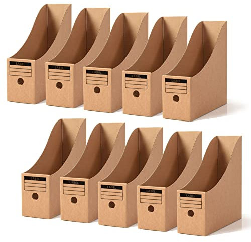10 Stück Zeitschriftensammler aus Kraftpapier, Stehsammler Pappe, Schreibtisch Organizer für Datei Ordner Schreibwaren Bürobedarf,einfache Lagerung